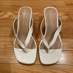 White thong heel sandals